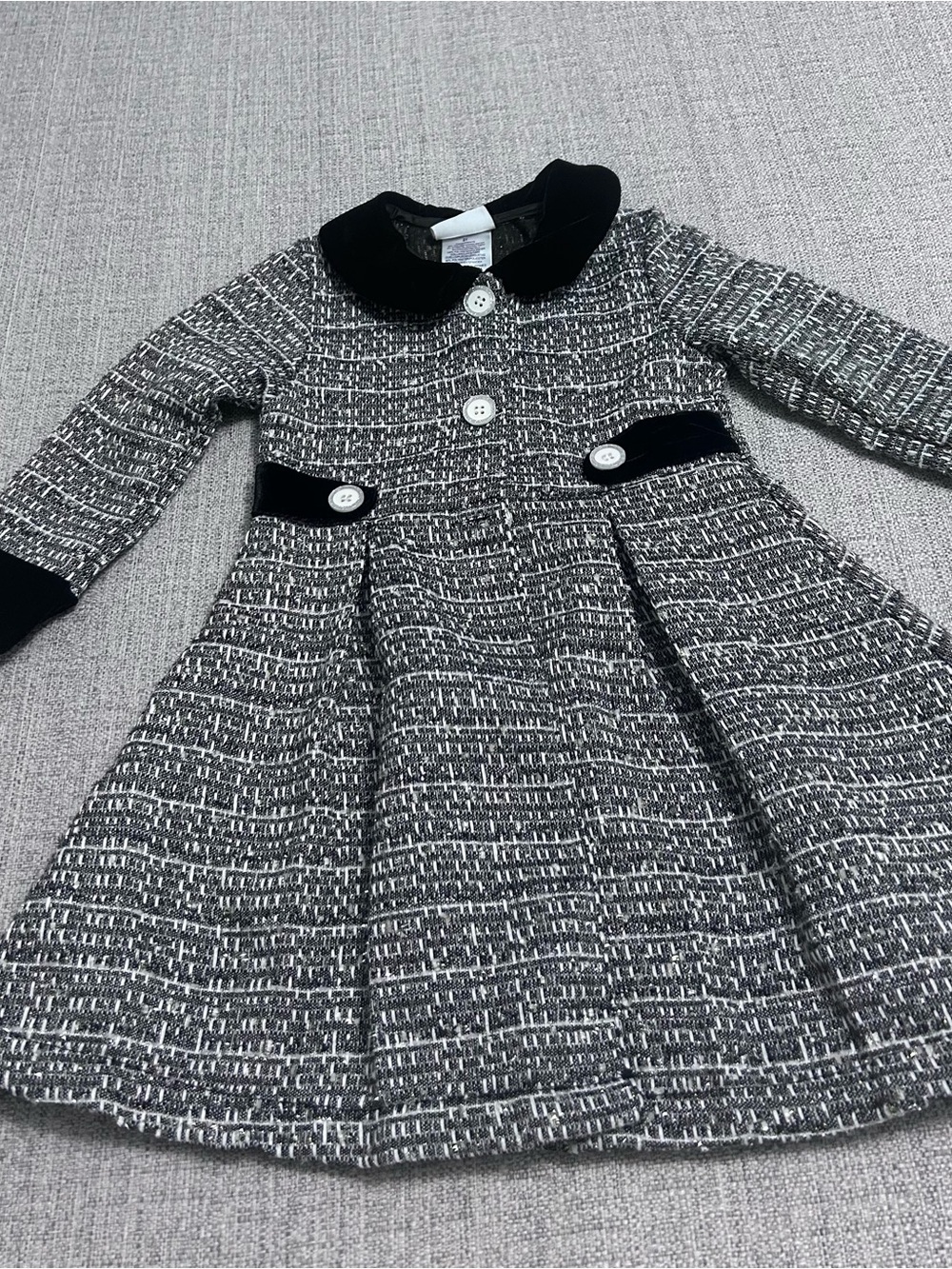 Blueberi Gold Black Velvet Trim Tweed Coat Size 3T. NWT